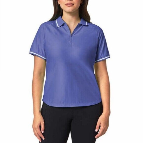 NWT Mondetta Ladies' Collared Zip Front Tee Blue Iris Size XXL - Picture 1 of 3